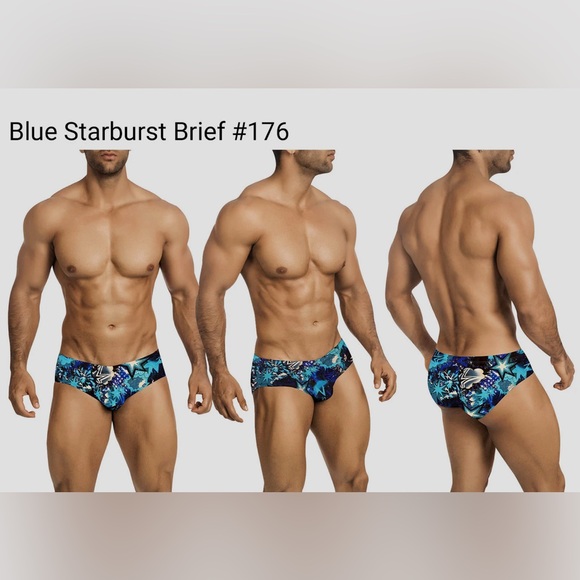 Vuthy Sim Blue Starburst Men’s Bikini Swim Brief Sz XXL - Picture 2 of 5